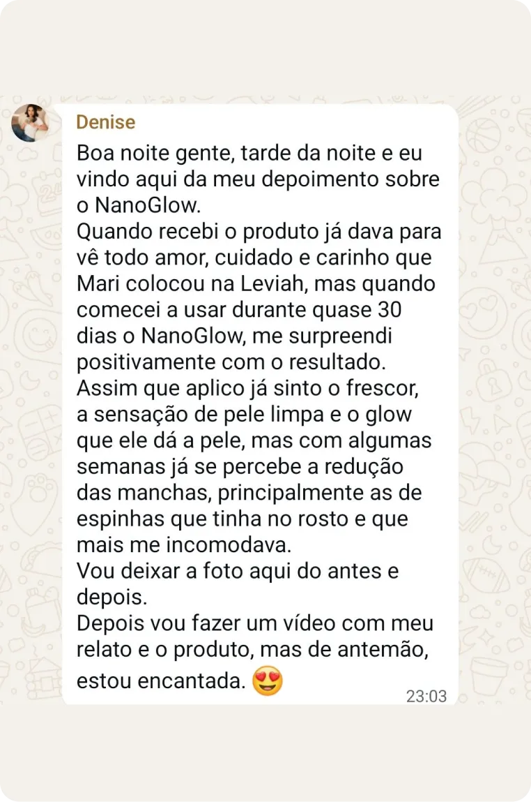 Print de depoimento de cliente NanoGlow (4)